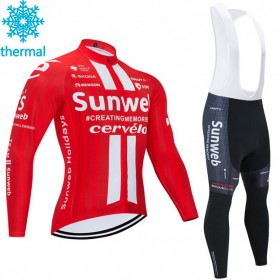Set Langarmtrikot + Trägerhose Lange 2020 Team Sunweb Winter Thermal Fleece N001